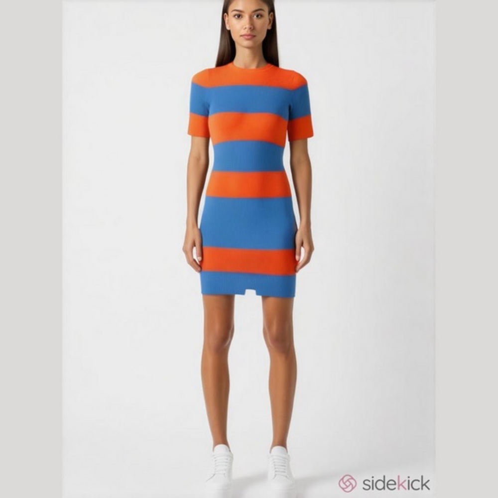 TORY SPORT FITTED RIBBED KNEE LENGTH DRESS